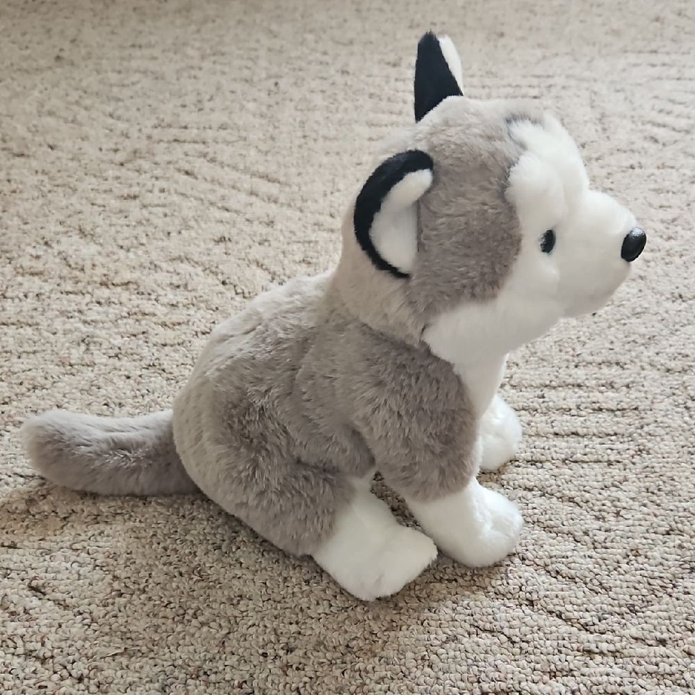 Hugs & Cuddles Husky Dog Plush Stuffed Animal Blue Eyes Gray White Soft Toy - Picture 3 of 11